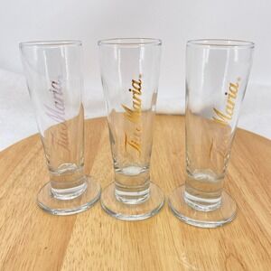 TIA MARIA Cordial Liqueur Shot Glasses 2 oz Footed Heavy Base 4.5" Tall Set of 3
